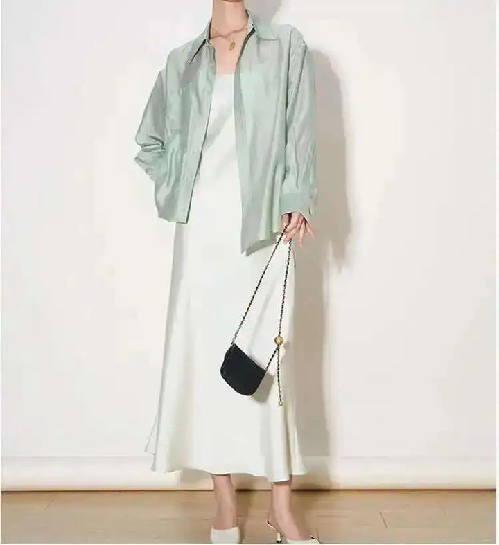 Olivia Bennet | Silk Poplin Blouse for Women in Flowing Fit