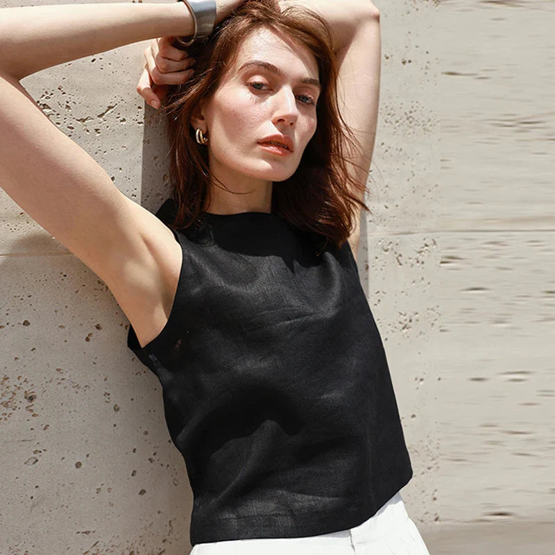 Olivia Bennet | Reversible Linen Crop Top