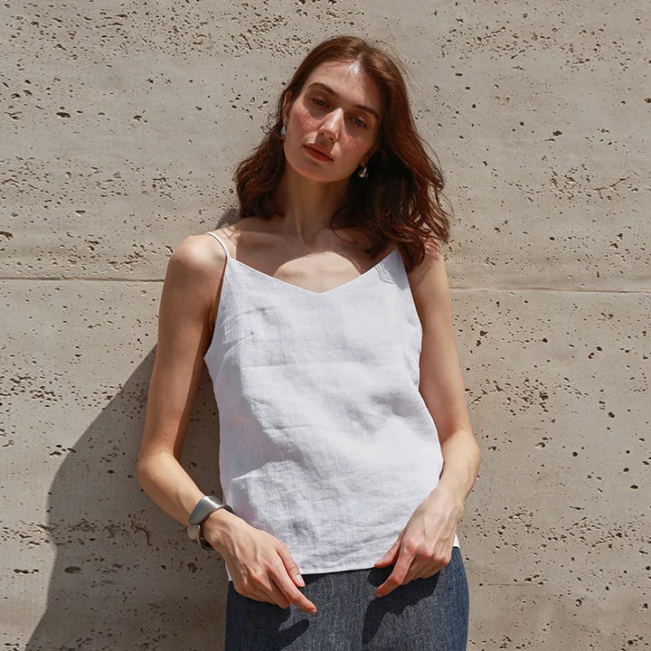Olivia Bennet | Linen V-Neck Camisole Top for Women