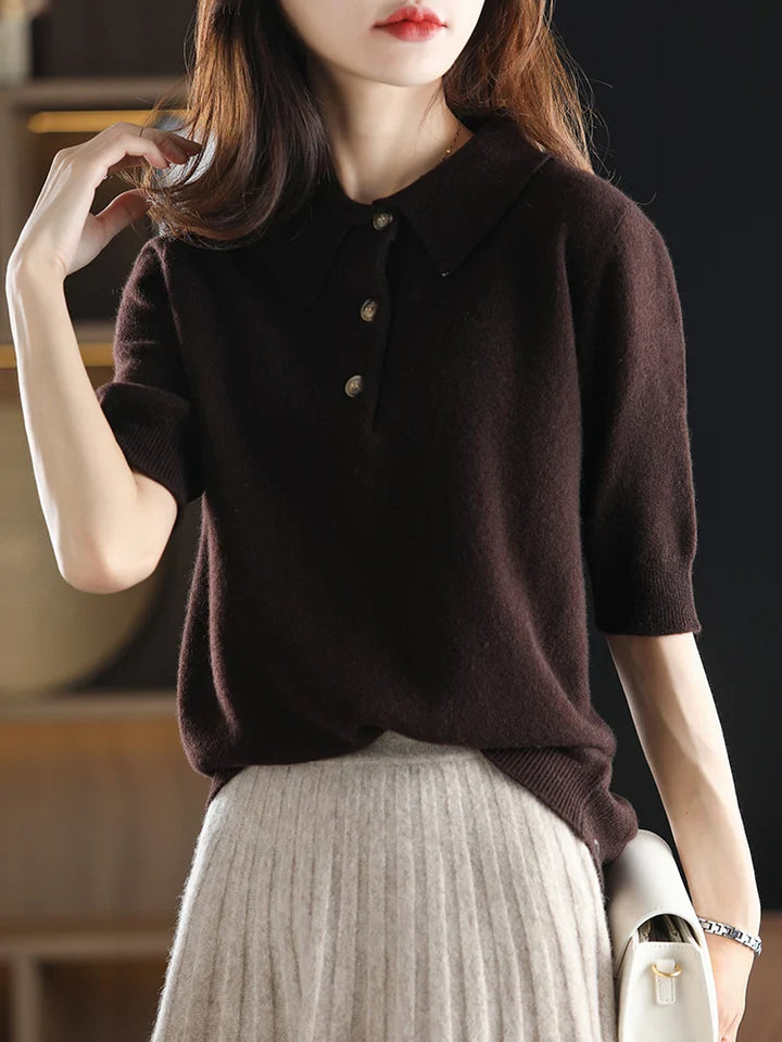 Olivia Bennet | Wool Polo Sweater for Women in Classic Fit, Navy