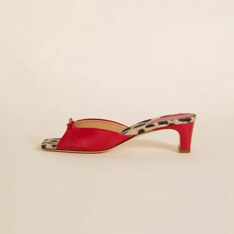 Olivia Bennet | Check-In Heel Mules for Women in Black Plaid