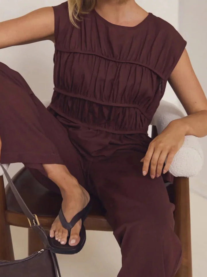 Olivia Bennet | Ruched Cap Sleeve Peplum Top for Women