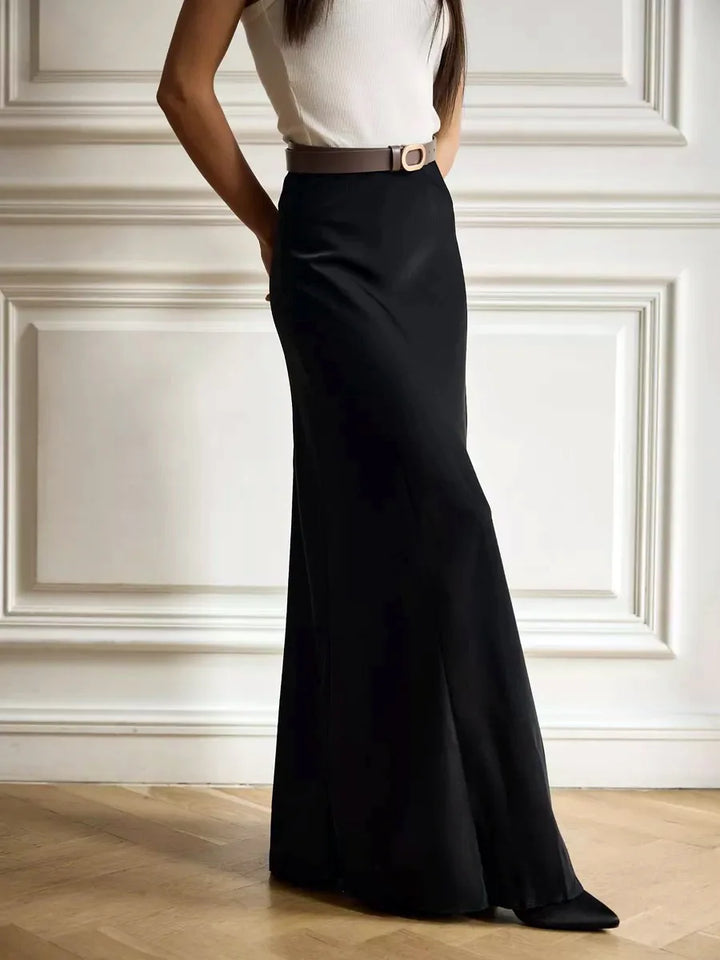 Olivia Bennet | Satin Fishtail Maxi Skirt for Women in Elegant Style