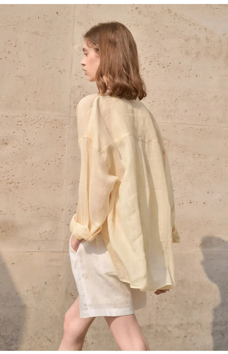 Olivia Bennet | Sheer Ramie Oversized Shirt