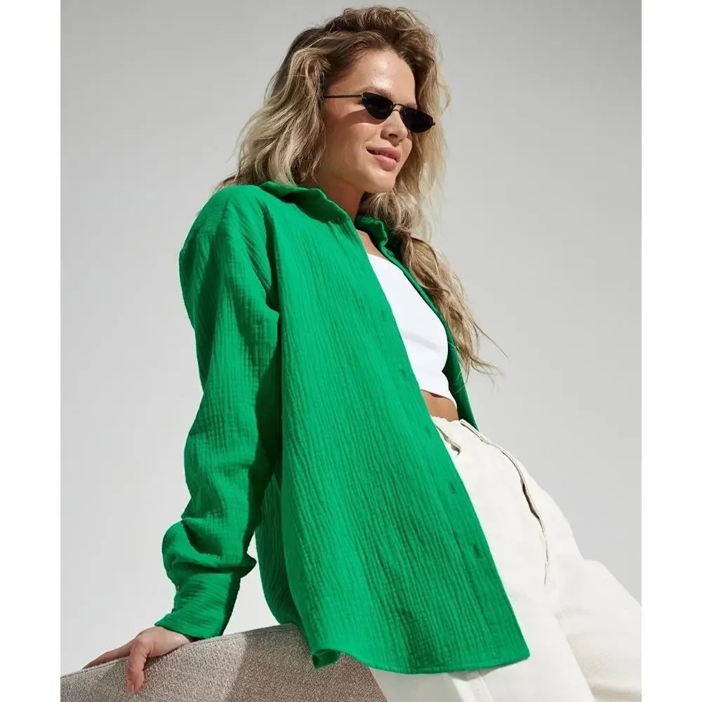 Olivia Bennet | Cotton Summer Shirt for Women in White