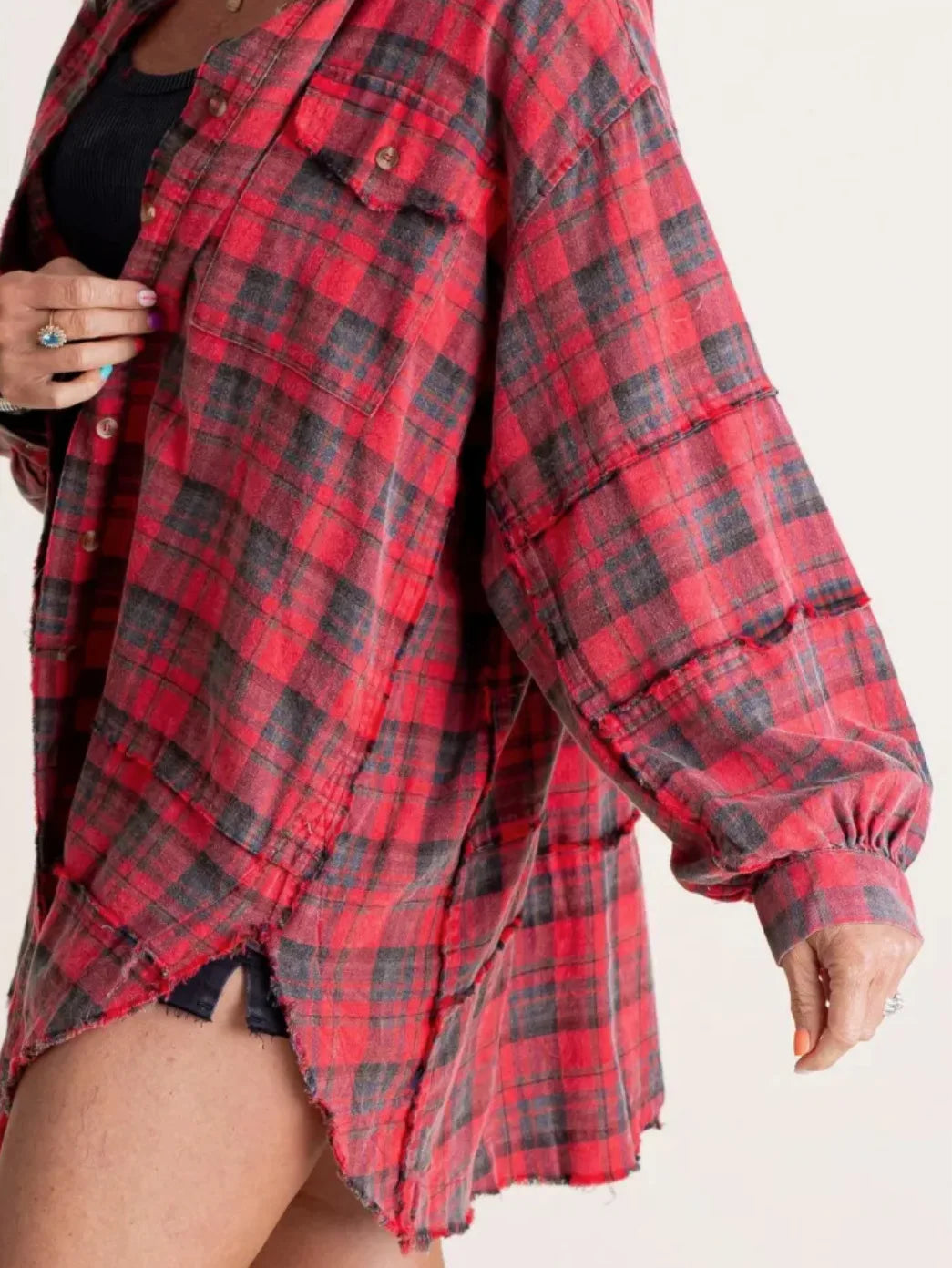 Olivia Bennet | Plaid Flannel Shirt for Women in Green