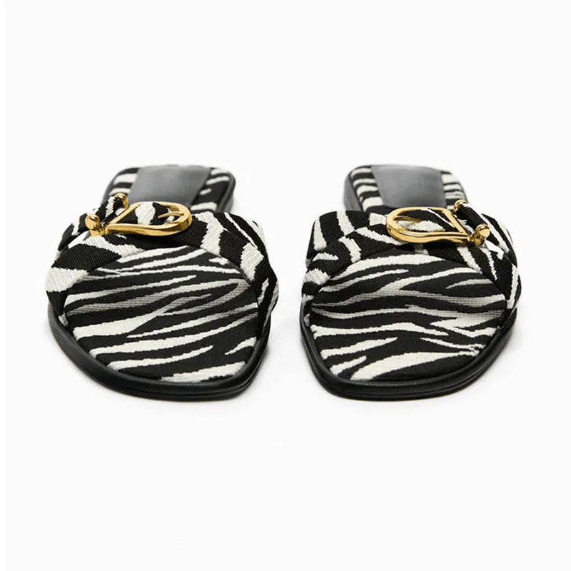 Olivia Bennet | Italian Leather Cutout Slide Sandal for Women