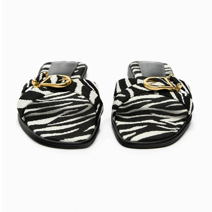 Olivia Bennet | Italian Leather Cutout Slide Sandal for Women