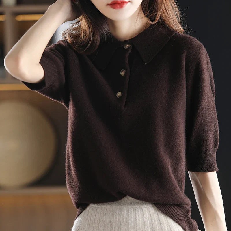 Olivia Bennet | Wool Polo Sweater for Women in Classic Fit, Navy