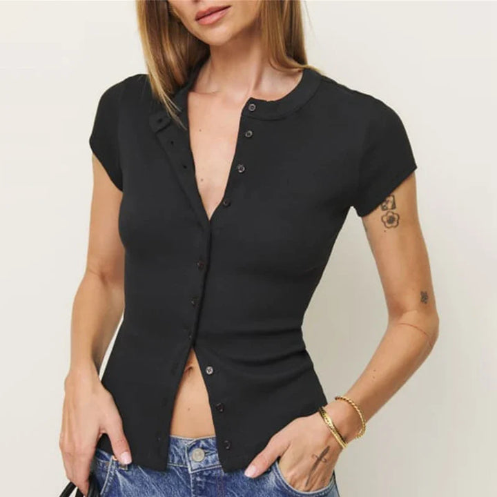 Olivia Bennet | Knit Top for Women in Soft Fabric, Relaxed Fit, Black