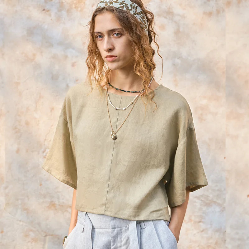 Olivia Bennet | Flared Sleeve Linen Pullover