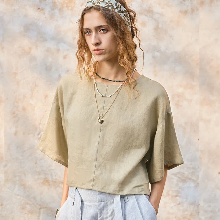 Olivia Bennet | Flared Sleeve Linen Pullover