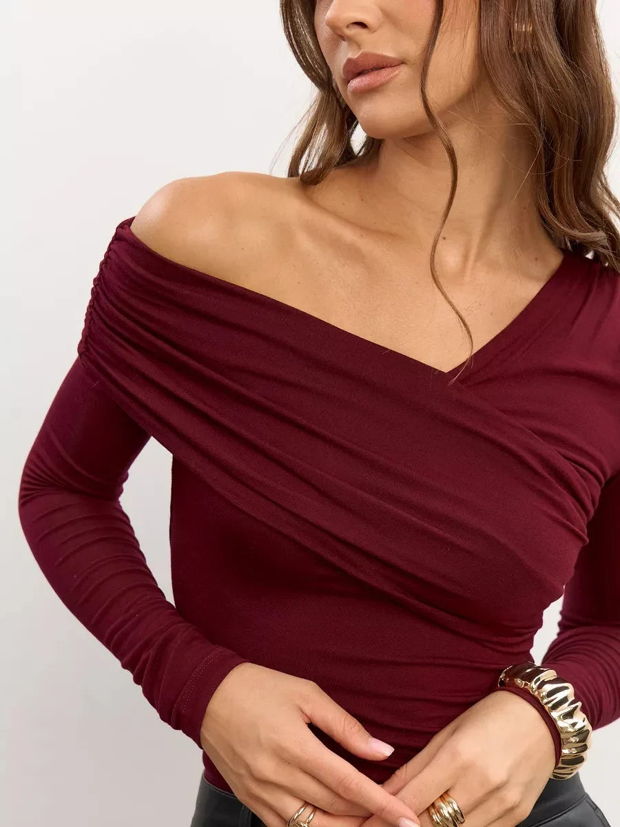 Olivia Bennet | Off-Shoulder Top for Women in Cotton Blend, Fitted, White