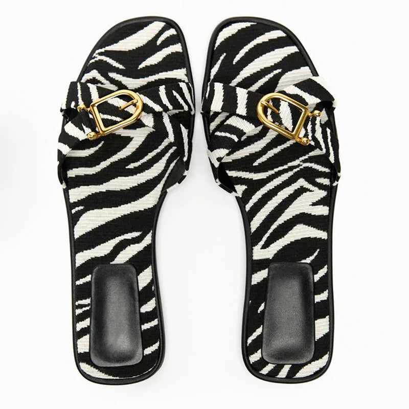 Olivia Bennet | Italian Leather Cutout Slide Sandal for Women