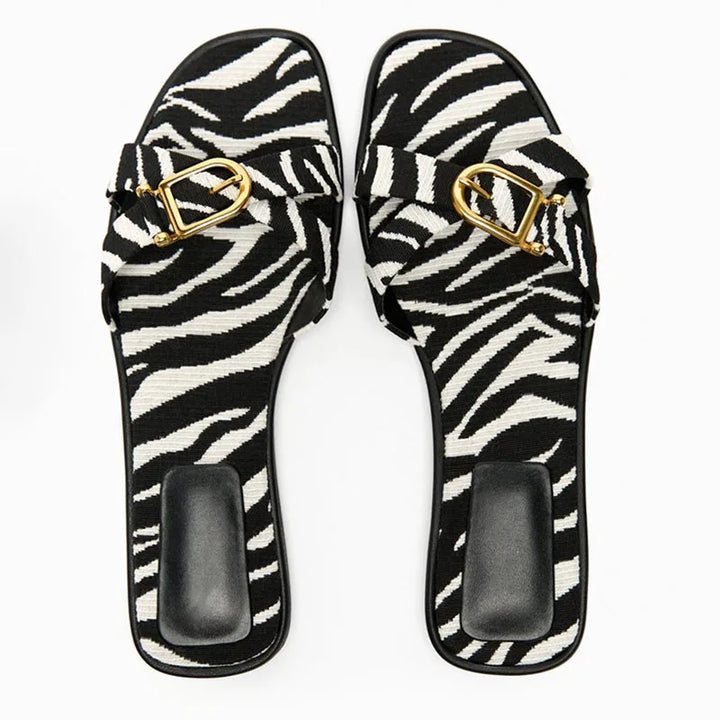 Olivia Bennet | Italian Leather Cutout Slide Sandal for Women