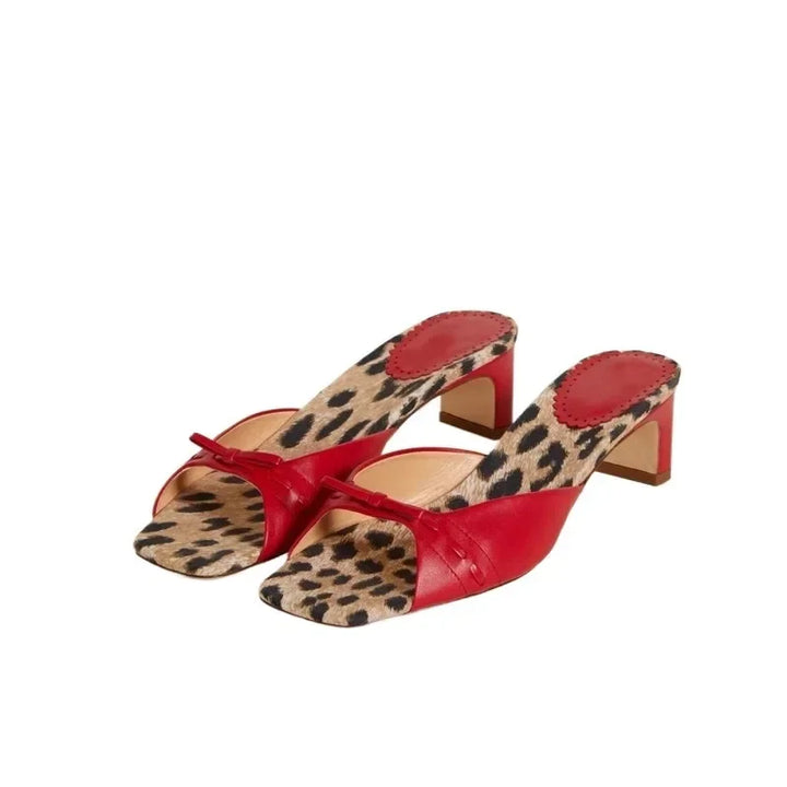 Olivia Bennet | Check-In Heel Mules for Women in Black Plaid