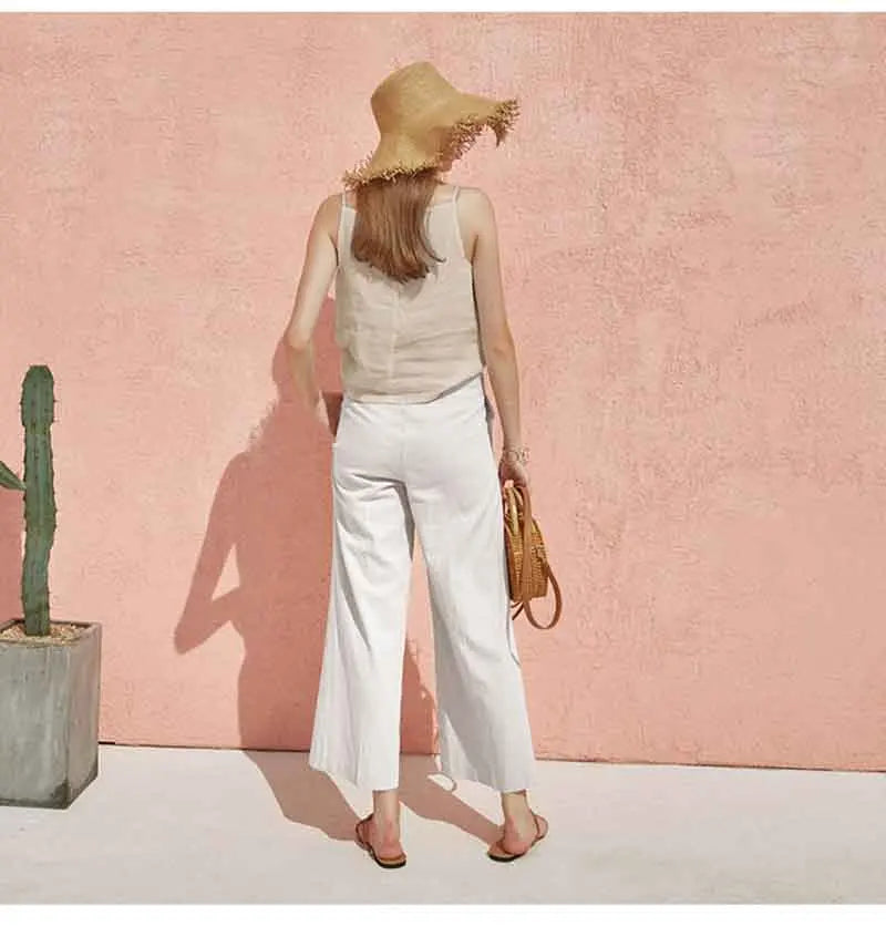 Olivia Bennet | Satin Strap Linen Cami