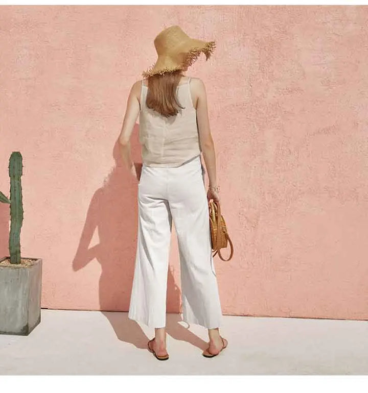 Olivia Bennet | Satin Strap Linen Cami