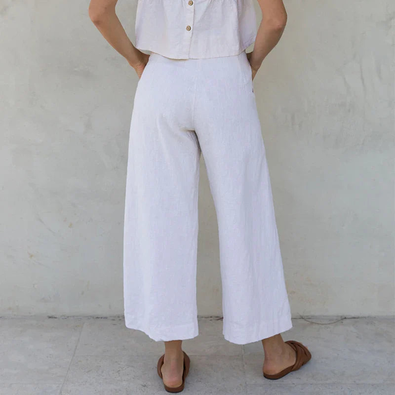 Olivia Bennet | Pleated Linen Culotte Pant