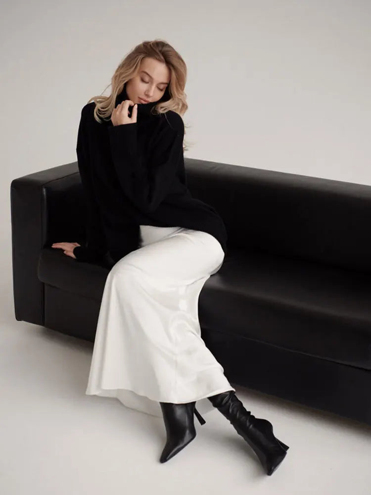 Olivia Bennet | Satin Fishtail Maxi Skirt for Women in Elegant Style