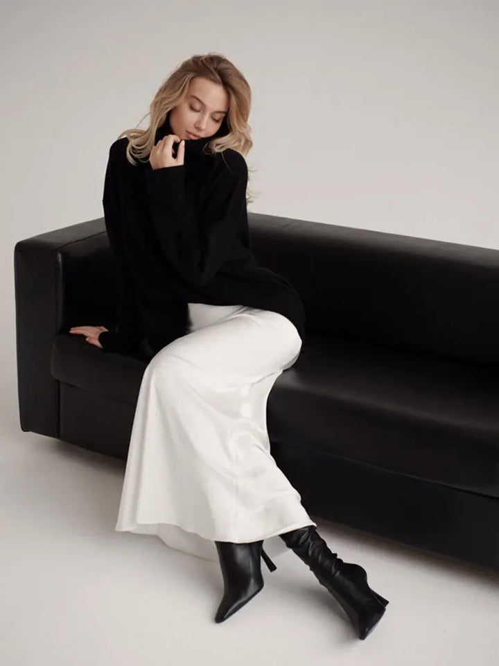 Olivia Bennet | Satin Fishtail Maxi Skirt for Women in Elegant Style