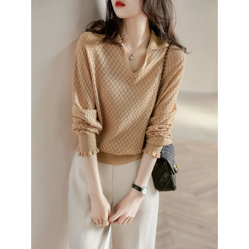 Olivia Bennet | Diamond Knit Top for Women in Natural Color