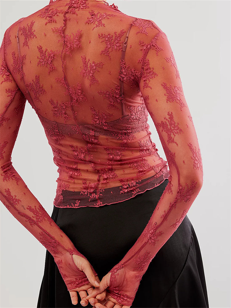 Olivia Bennet | Lace Transparent Top for Women