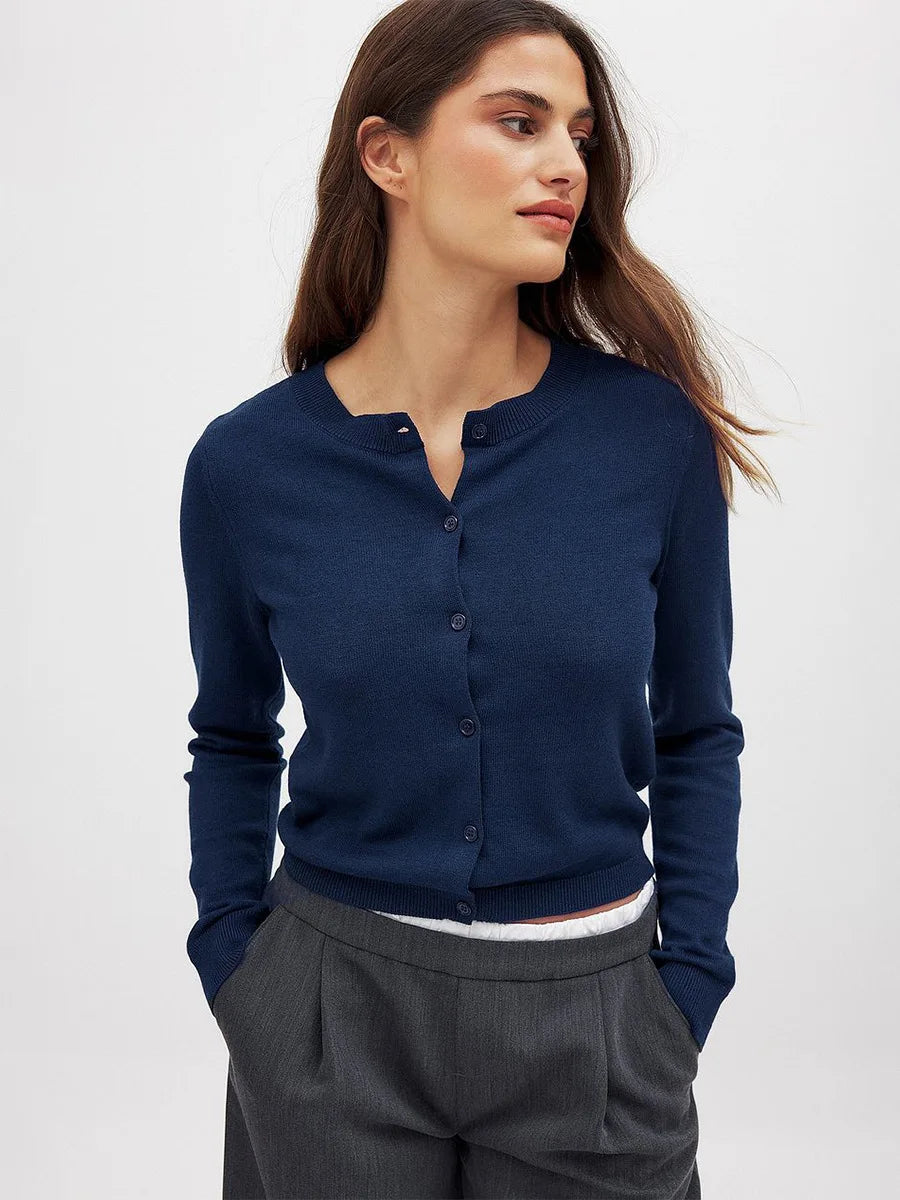 Olivia Bennet | Knit Button Cardigan for Women in Natural Color