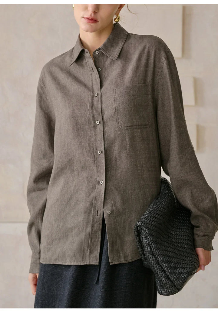 Olivia Bennet | Linen Shirt for Women, Relaxed Fit, White