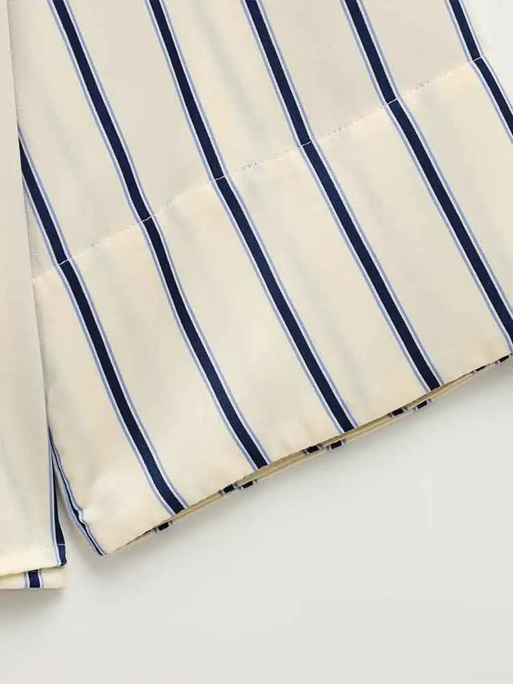 Olivia Bennet | Striped Button-Up Blouse for Women in Cotton Fit
