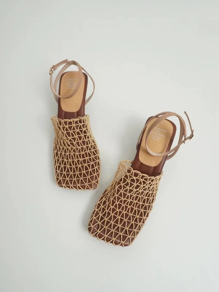 Olivia Bennet | Mesh Weave Heels for Women in Black