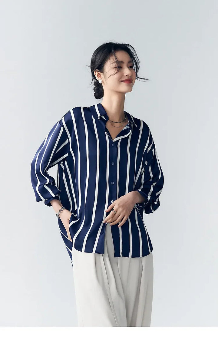Olivia Bennet | Stripe Satin Blouse for Women