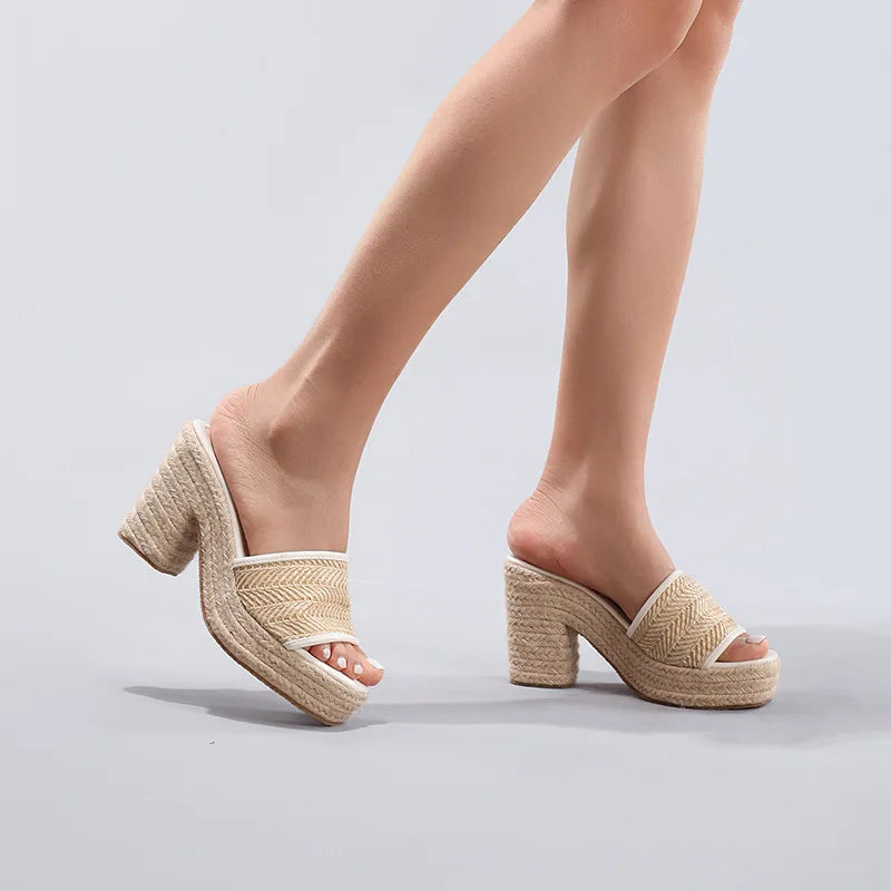 Olivia Bennet | Natural Woven Heels for Women