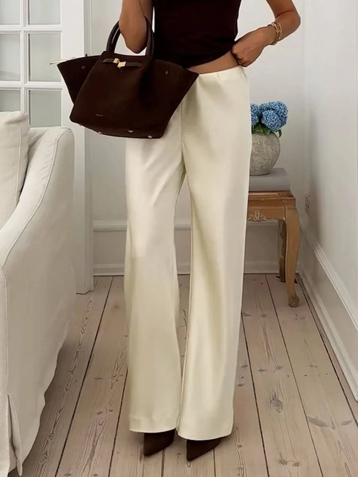 Olivia Bennet | Silk Lounge Trousers for Women in Black