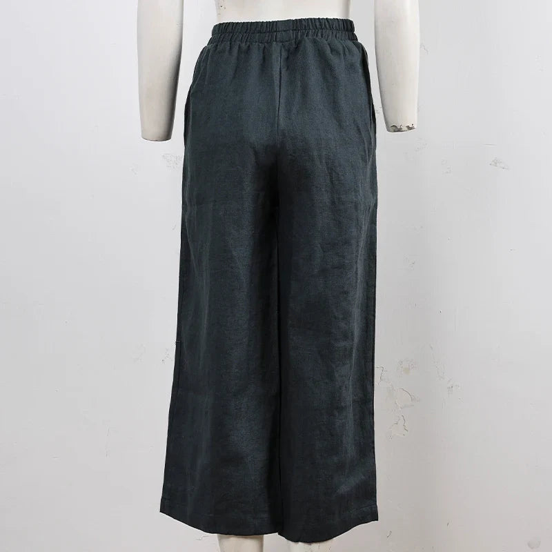 Olivia Bennet | Wide Leg Linen Pant for Women in Natural