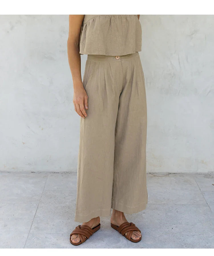 Olivia Bennet | Pleated Linen Culotte Pant