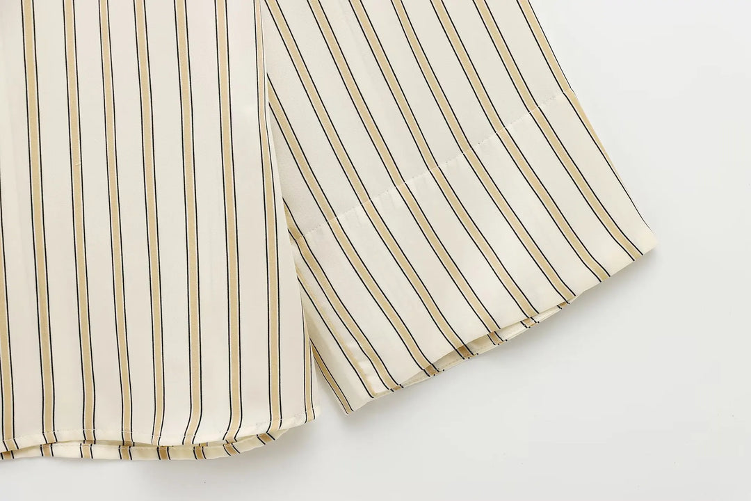 Olivia Bennet | Striped Button-Up Blouse for Women in Cotton Fit