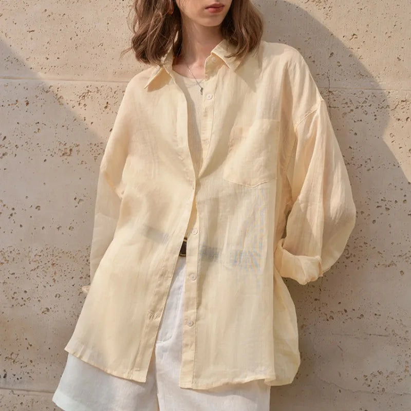 Olivia Bennet | Sheer Ramie Oversized Shirt