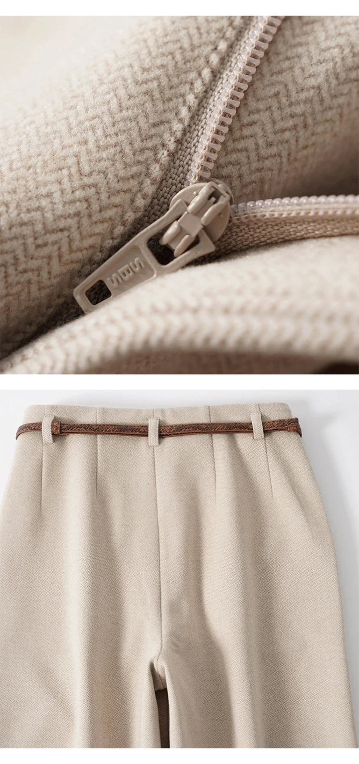 Olivia Bennet | Wide Leg Wool Trousers for Women in Black
