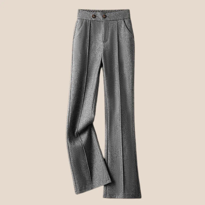 Olivia Bennet | Wool-Blend Flare Trousers for Women in Black