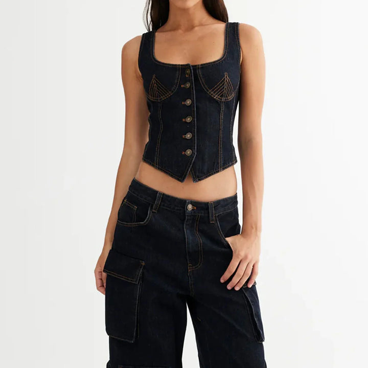 Olivia Bennet | Denim Vest Top for Women