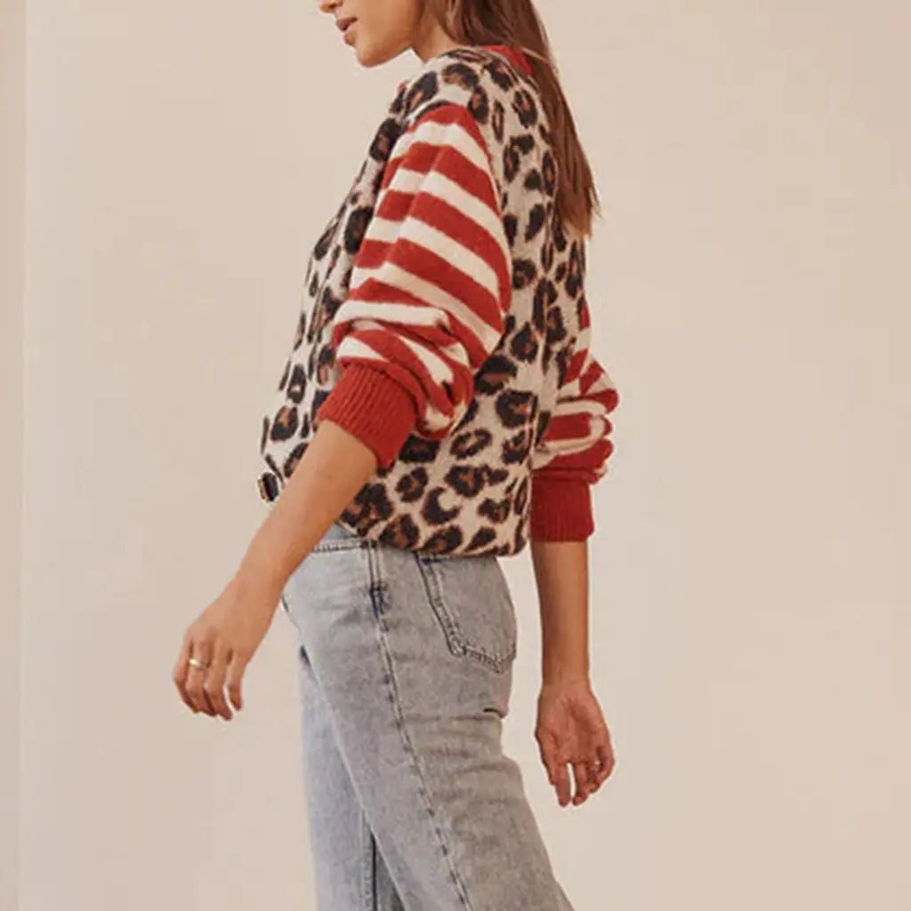 Olivia Bennet | Leopard Striped Top for Women