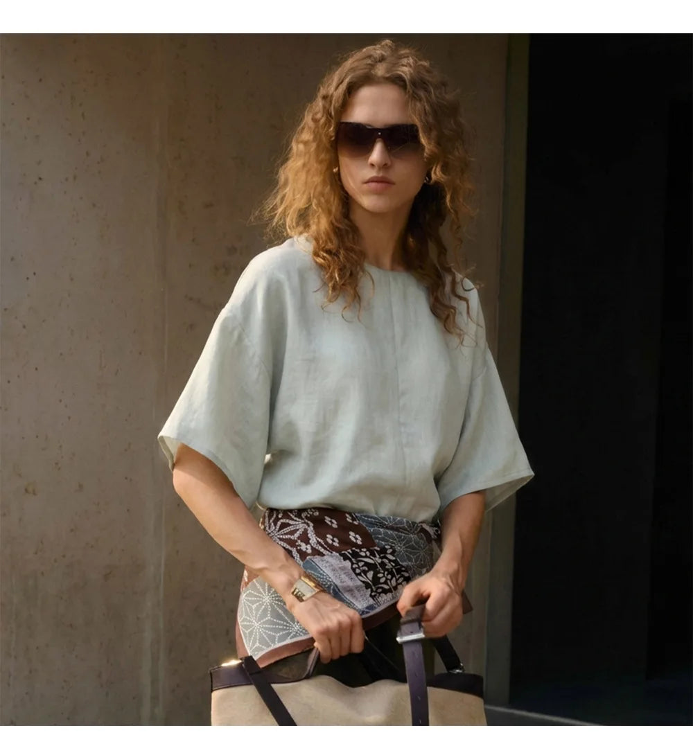 Olivia Bennet | Flared Sleeve Linen Pullover