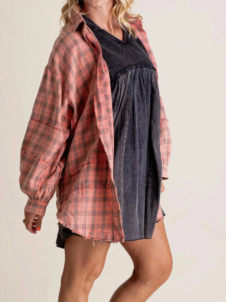 Olivia Bennet | Plaid Flannel Shirt for Women in Green