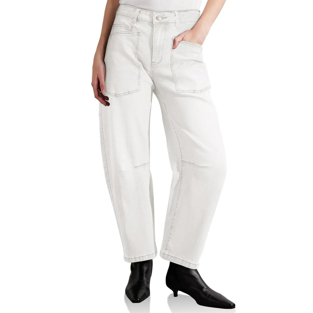 Olivia Bennet | Structured Barrel Jeans for Women in Denim