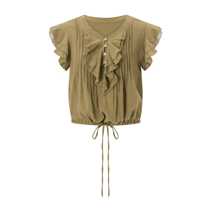Olivia Bennet | Ruffle Front Gauze Crop Top