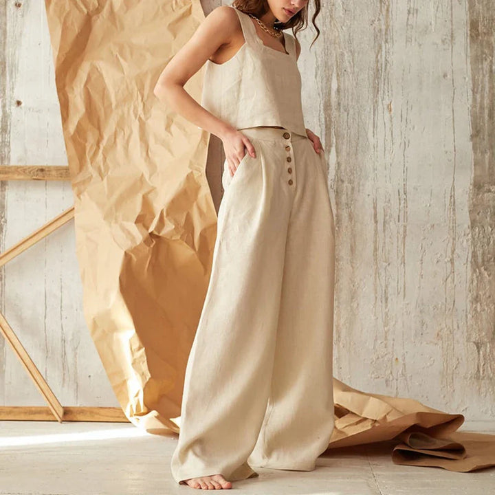 Olivia Bennet | Square Neck Linen Crop Tank