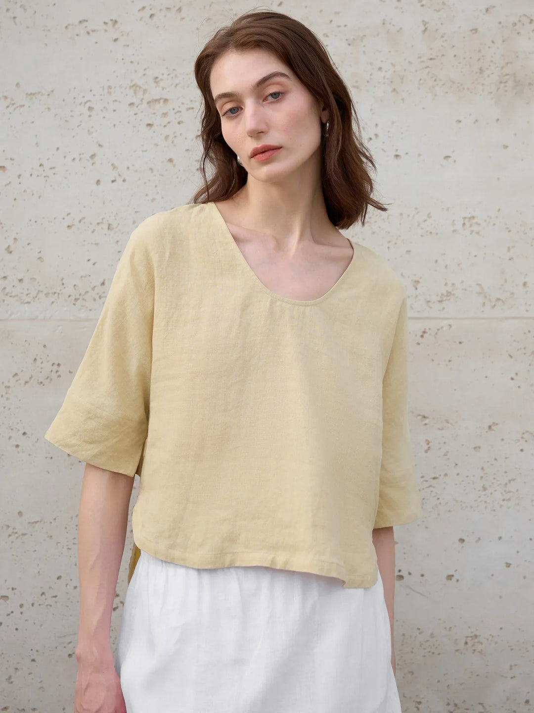 Olivia Bennet | Hemp V-Neck Boxy Top