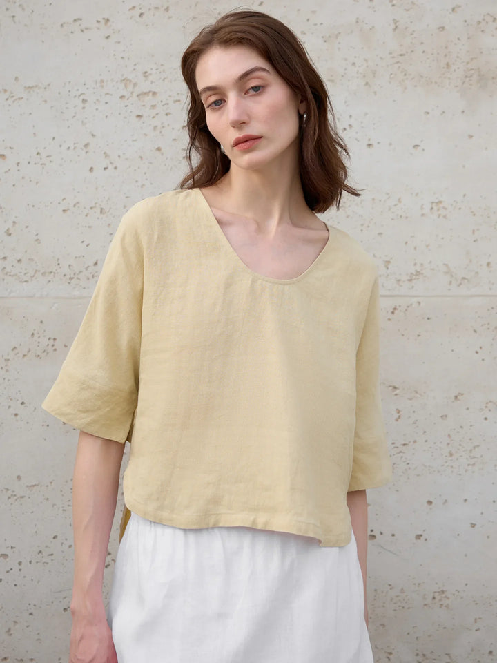 Olivia Bennet | Hemp V-Neck Boxy Top