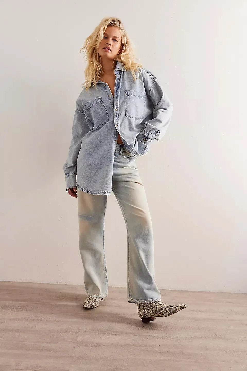 Olivia Bennet | Washed Denim Overshirt for Women